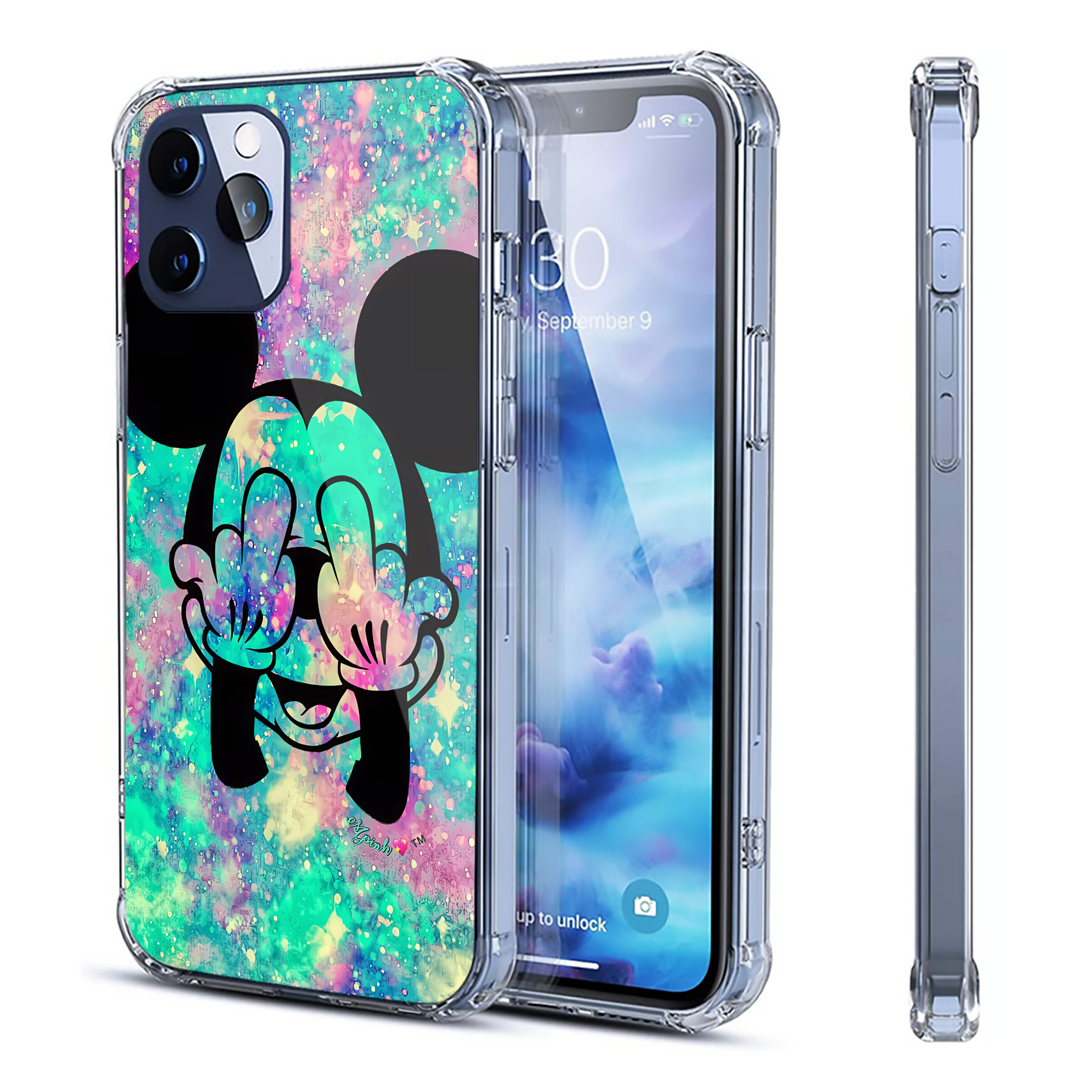 （画像用） ミッキーマウス Mickey Mouse 【iPhone 12シリーズ対応】透明スマホケース（クリアソフトケース）